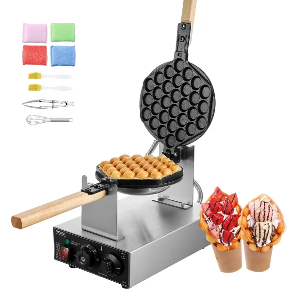 Egg Bubble Waffle Maker 1400W Non-Stick Stainless Steel