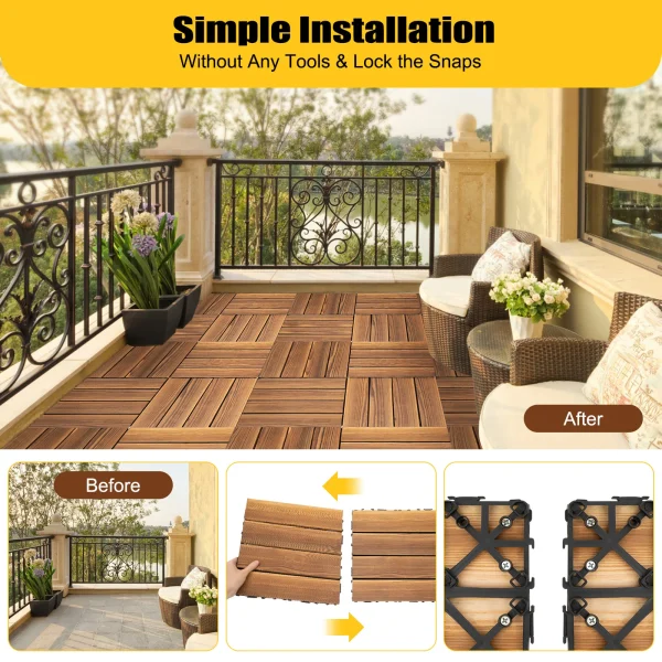 12''x12'' 36Pcs Patio Deck Tiles Wood Plastic Composite