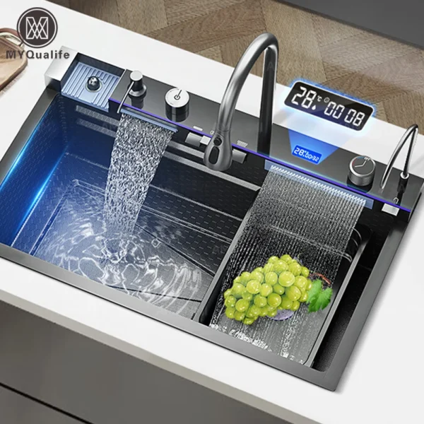 Stainless Steel Waterfall Kitchen Sink