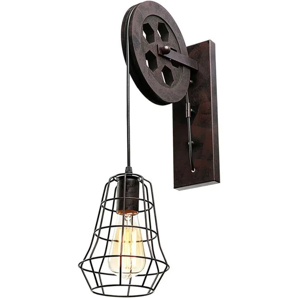 Industrial Wall Sconce Lights Lift Pulley